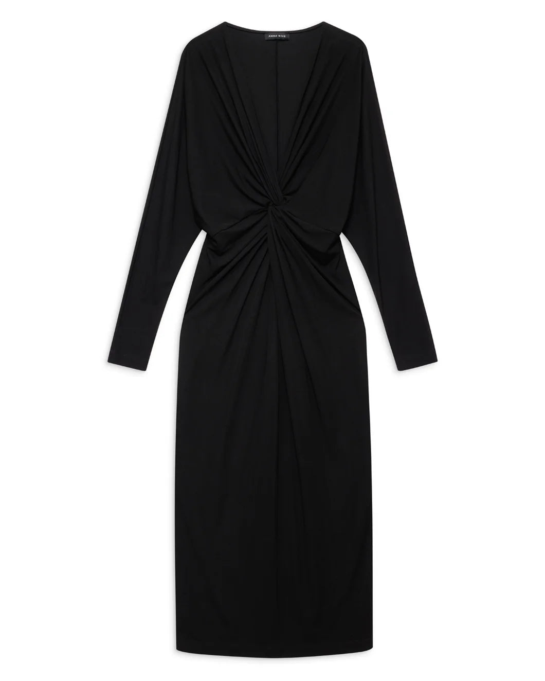 anine bing low cut black mathilde dress front view