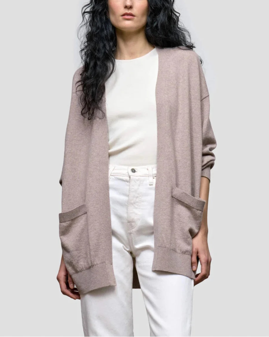 BEGG X CO kris cardigan beige on figure front