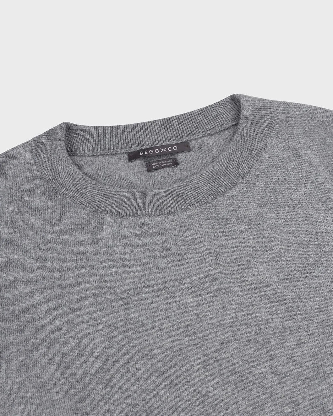 BEGG X CO Iris Crew Sweater Grey Flannel front detail 