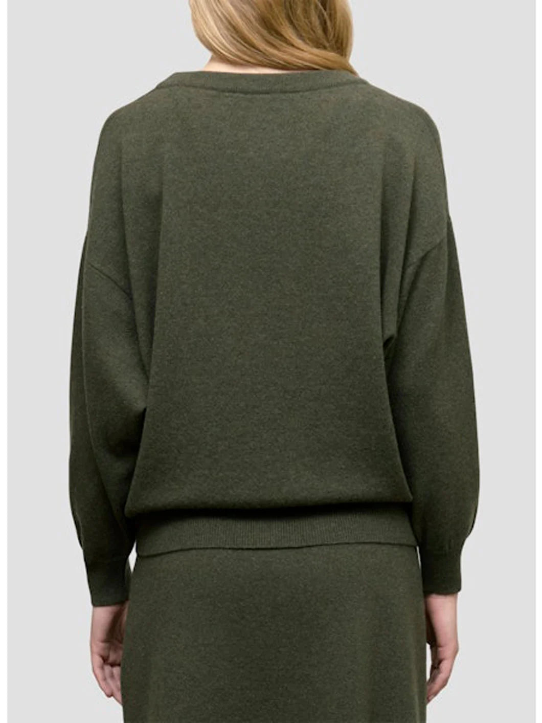 BEGG X CO Iris Crew Sweater Grey loden on figure back
