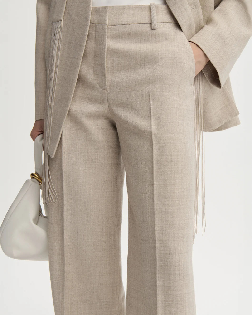 BY MALENE BIRGER rosabella trouser beige on figure front detail