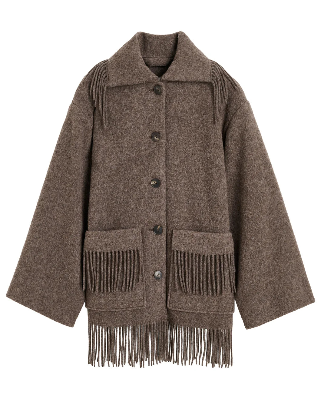 BYMALENEBIRGER boloune coat brown melange front isolated