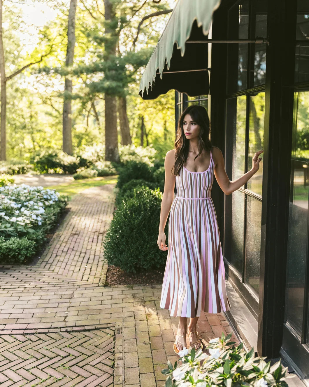 CARA CARA Margie Dress Blush Stripes on figure front