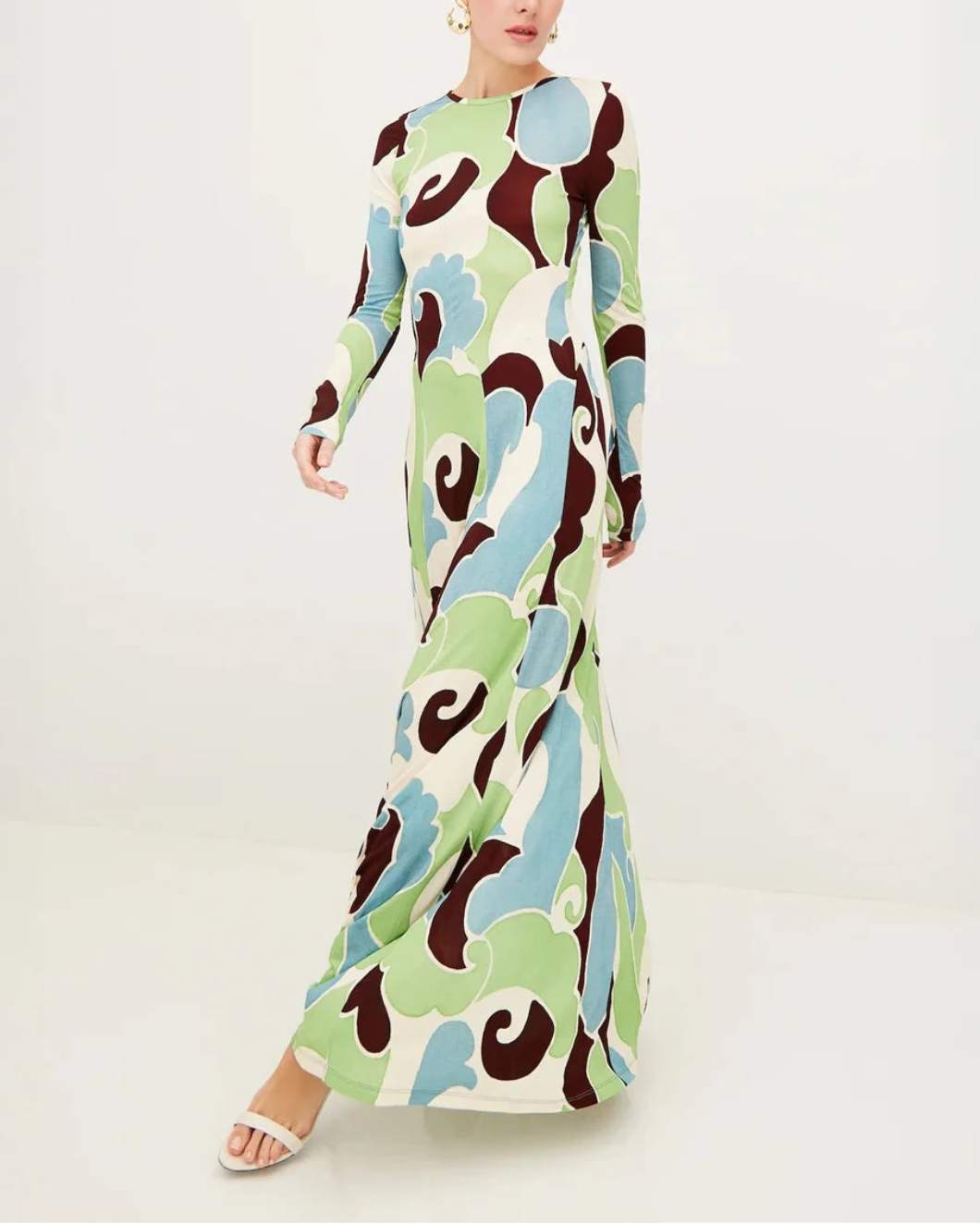 CARA CARA aspen dress petal wave mint on figure front