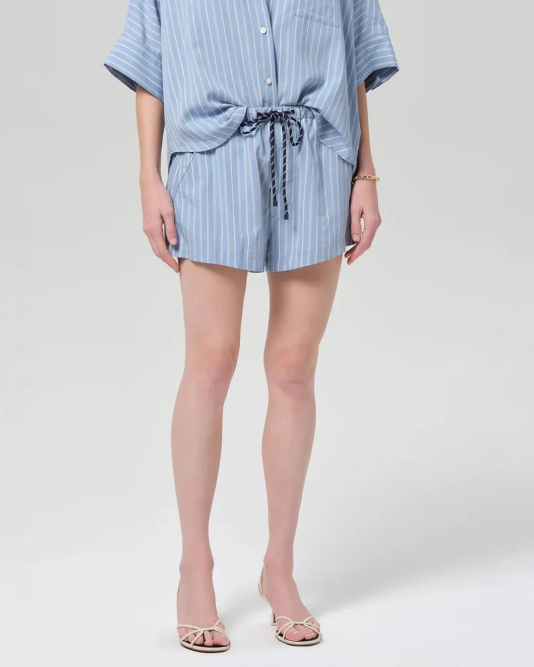 CITIZEN Este Drawstring Short in capri stripe on figure front 1