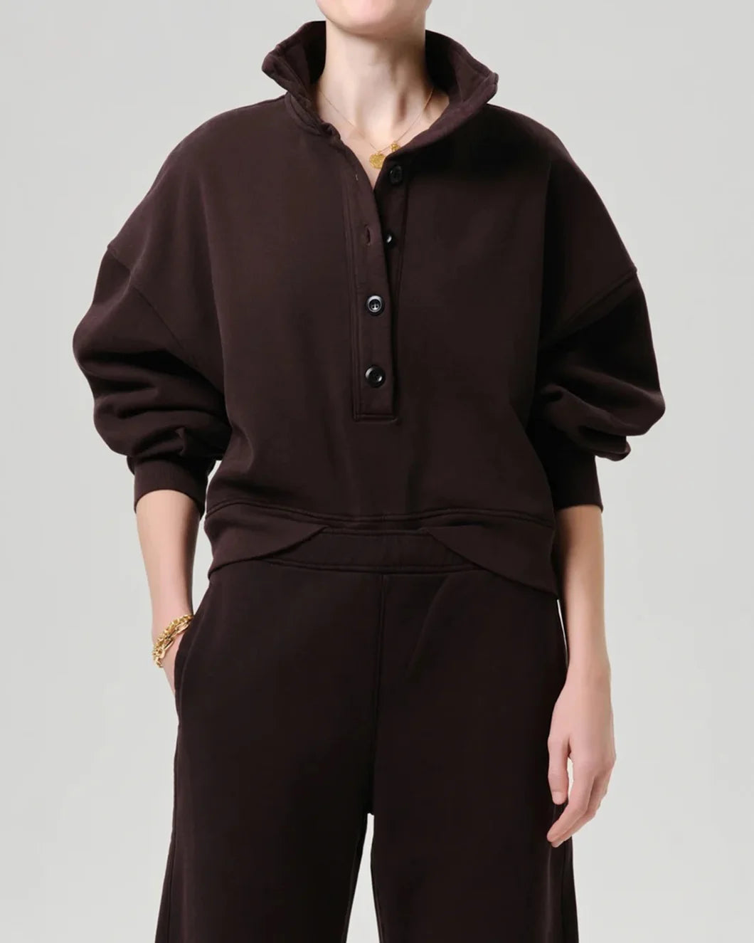 CITIZENS Mirelle Funnel Neck Chocolate on figure front
