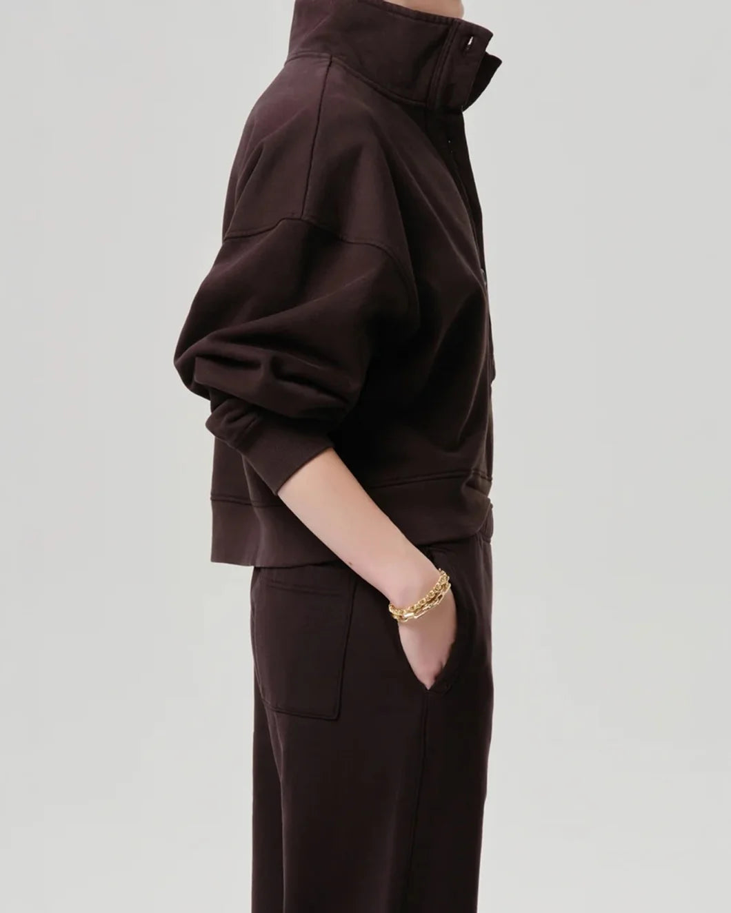CITIZENS Mirelle Funnel Neck Chocolate on figure side
