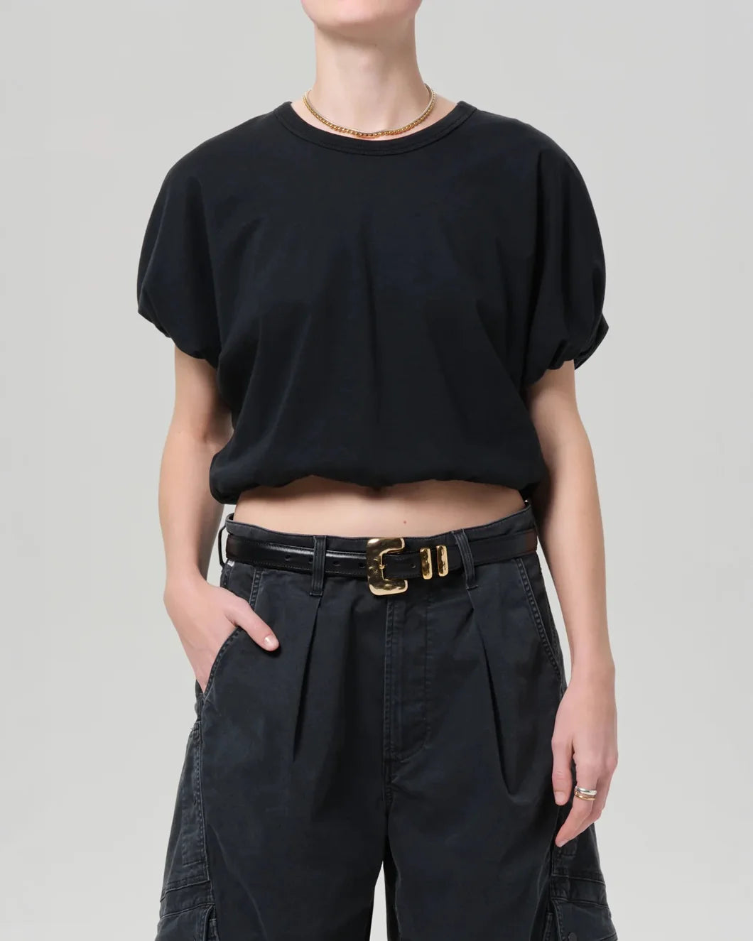 CITIZENS Gia Bubble Tee WBLK on figure front