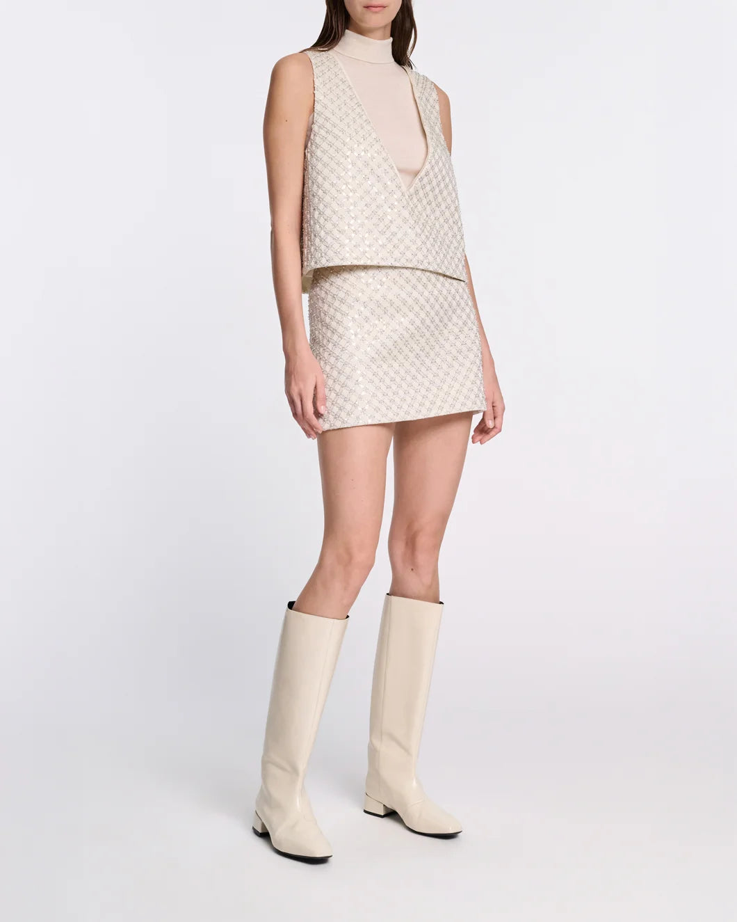 DOROTHEE SCHUMACHER sparkling statement top white on figure front