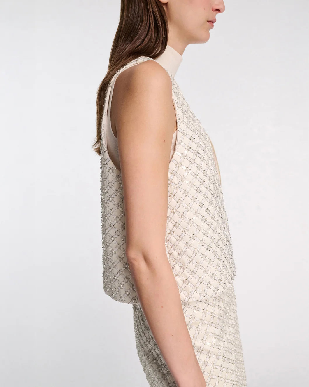 DOROTHEE SCHUMACHER sparkling statement top white on figure side