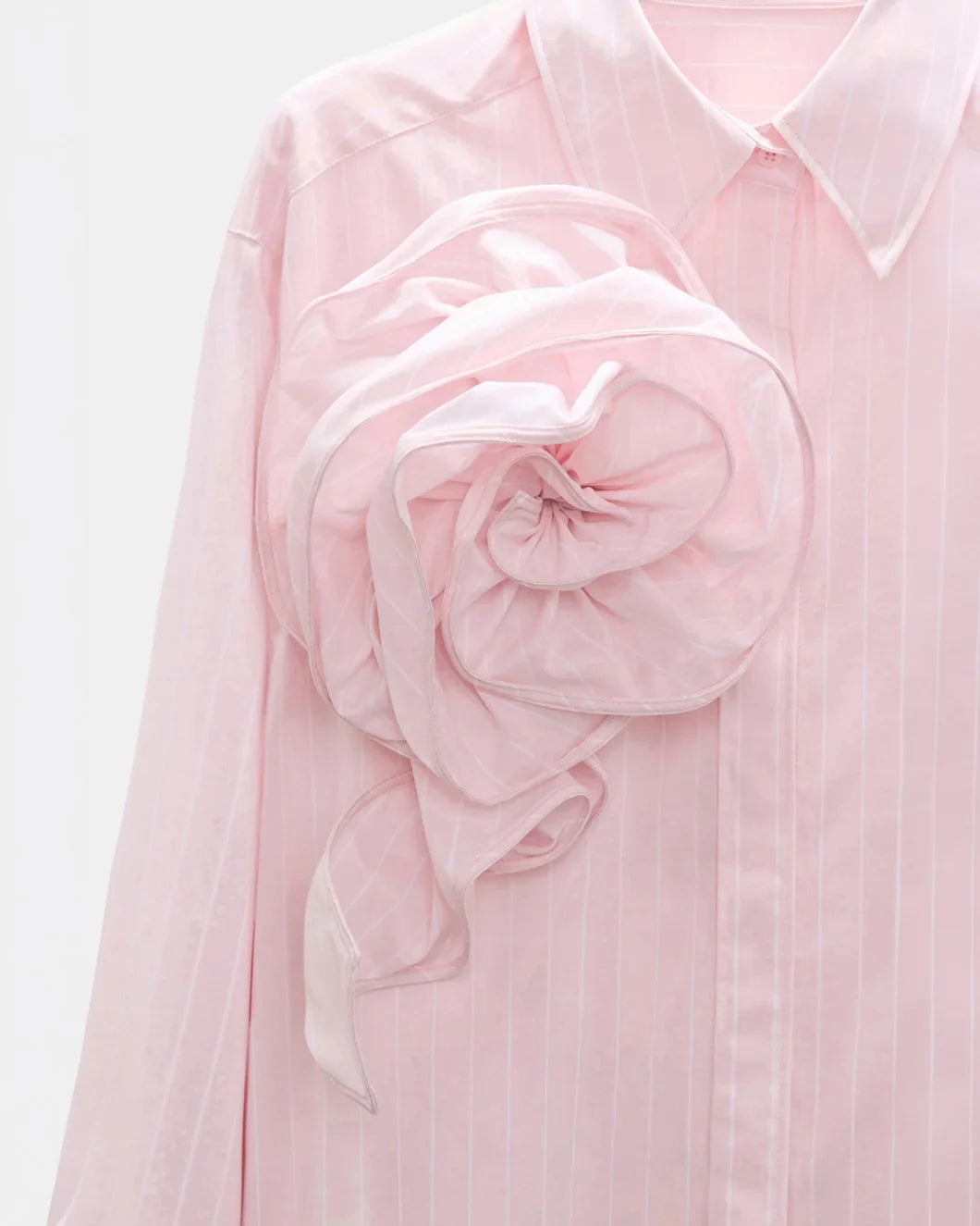 DOROTHEE SHUMACHER Striped Power Blouse front flower detail