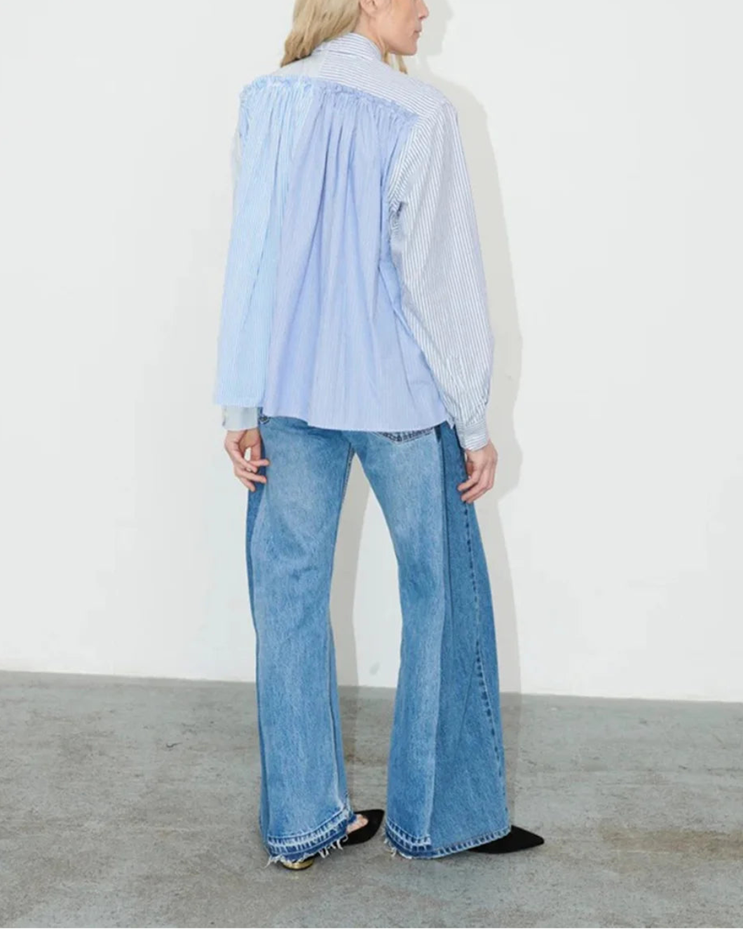 ELVDENIM mina shirt multi blue stripe on figure back