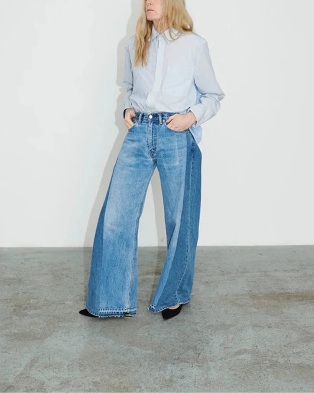 ELVDENIM mina shirt multi blue stripe on figure front