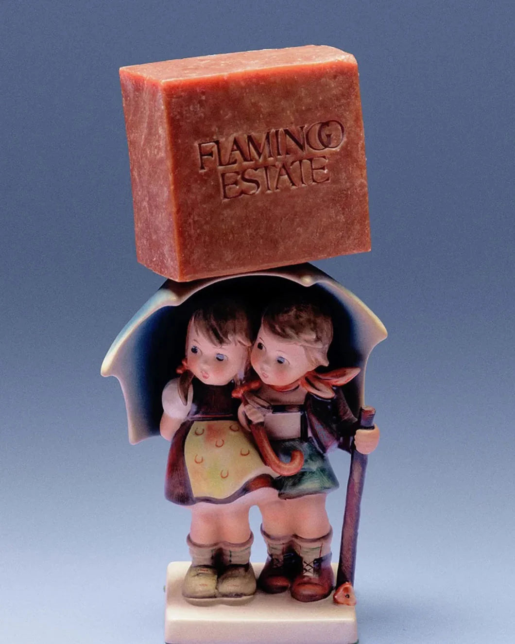 FLAMINGO ESTATE Jasmine Damask Rose Trio soap on figure front