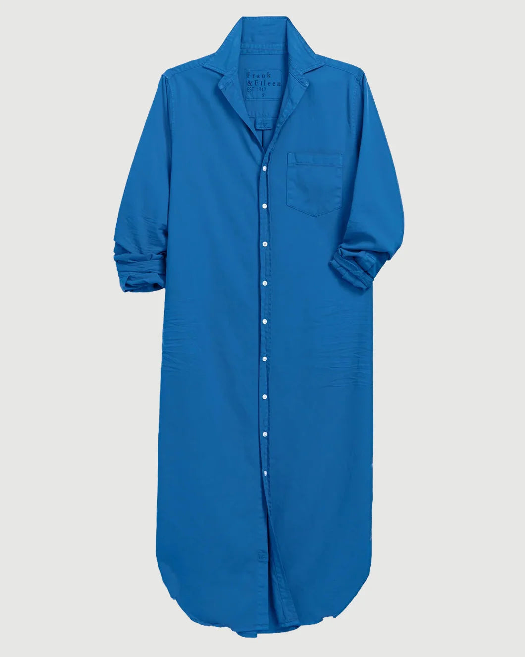 FRANK AND EILEEN rory maxi shirtdress lapis front isolated