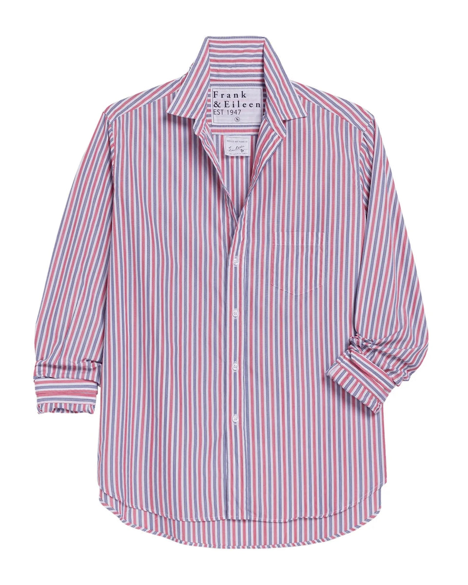 Frank&amp;Eileen フランク＆アイリーン HUNTER/PSTL リネンシャツ サイズ:XS ストライプ/麻 3310700186   ホワイト/ピンク レディース / 240001168076 アイリーン ワイドストライプ シャツ（ピンク）｜Frank & Eileen