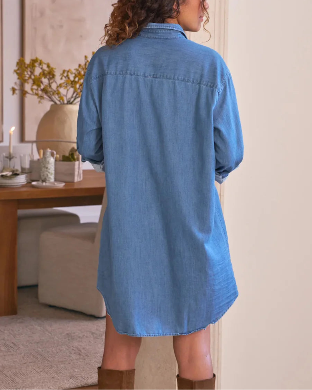 FRANK AND EILEEN mary shirtdress denim on figure back