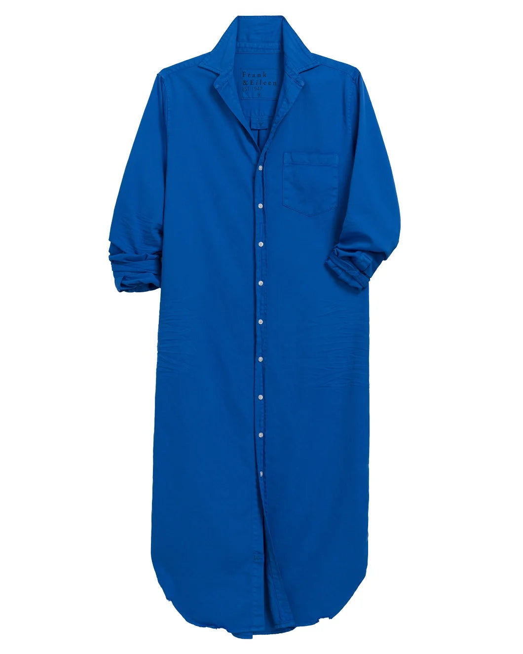 FRANK AND EILEEN rory maxi shirtdress lapis front isolated