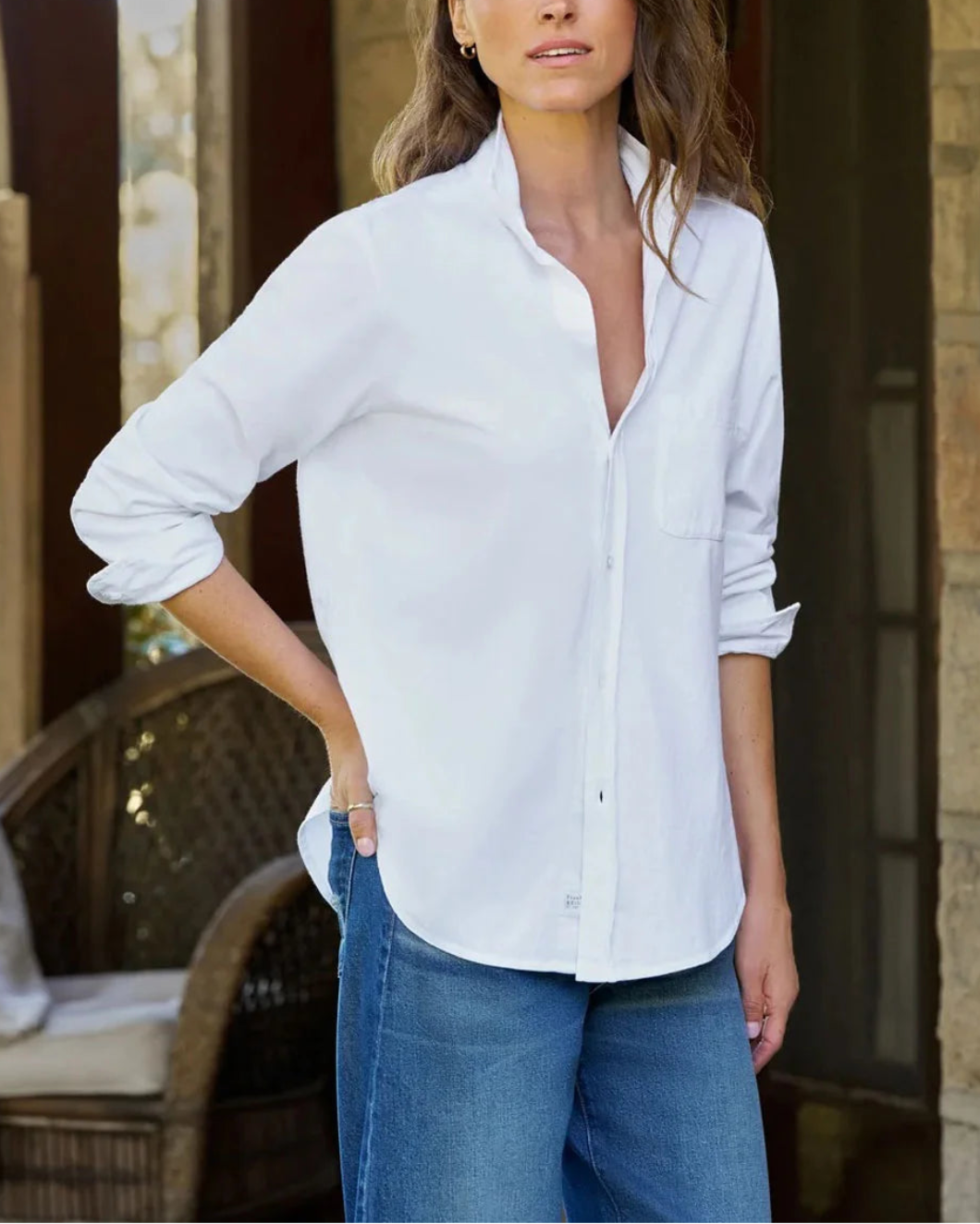 FRANK AND EILEEN Waverly Button-Up Shirt White on figure front