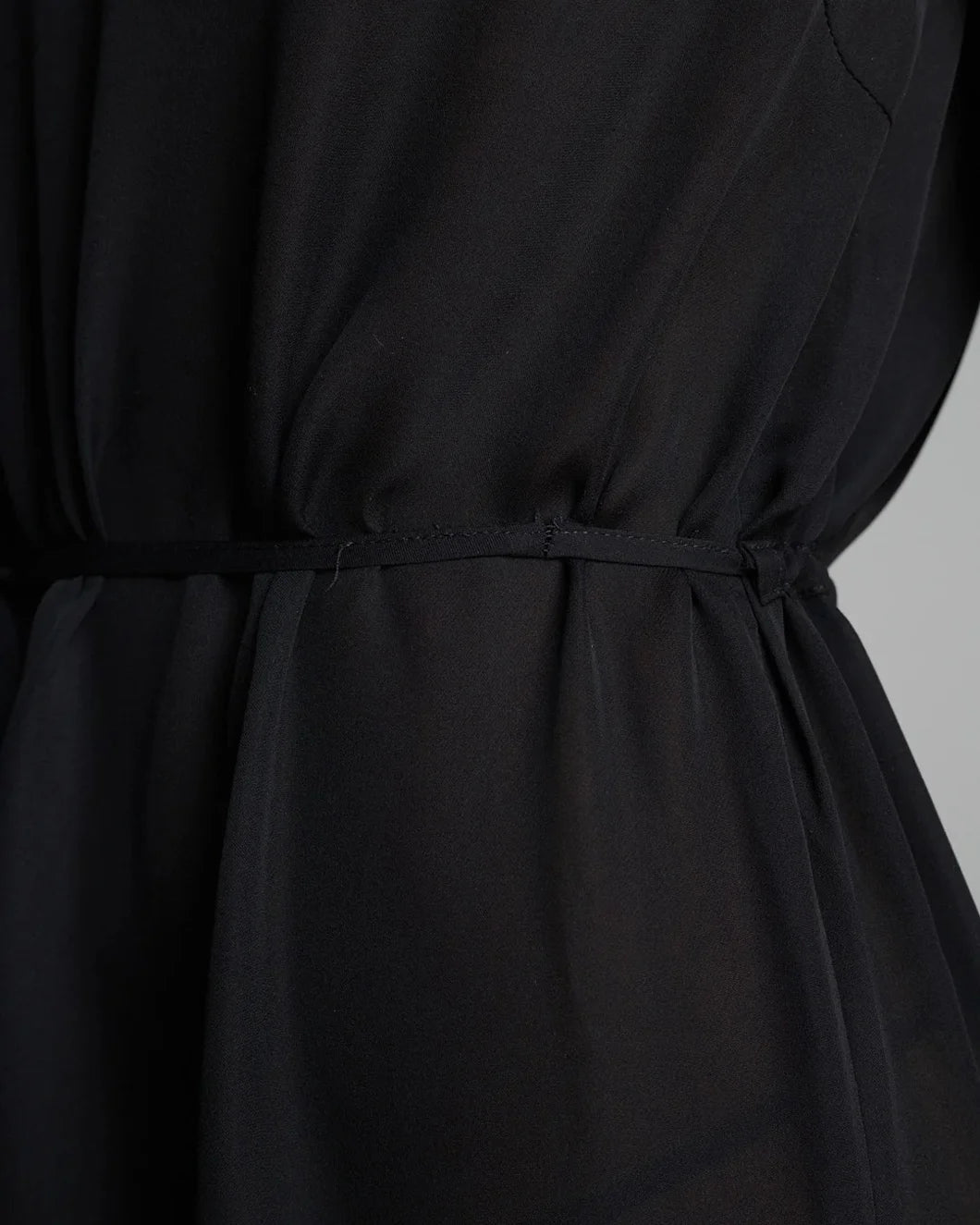 FRENKEN long georgett dress black on figure front detail