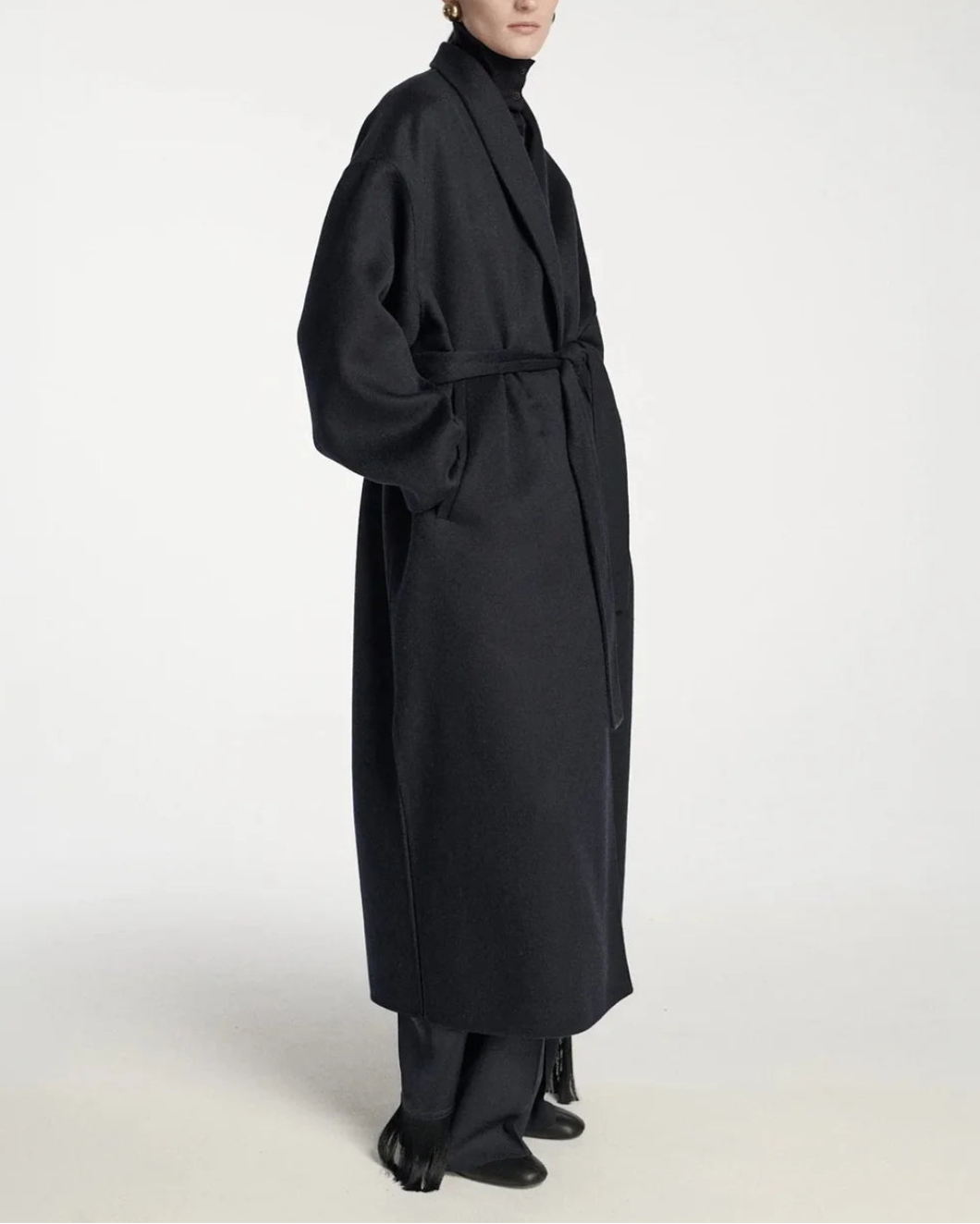 FRENKEN Trouble double face wool coat - Navy on figure side 2
