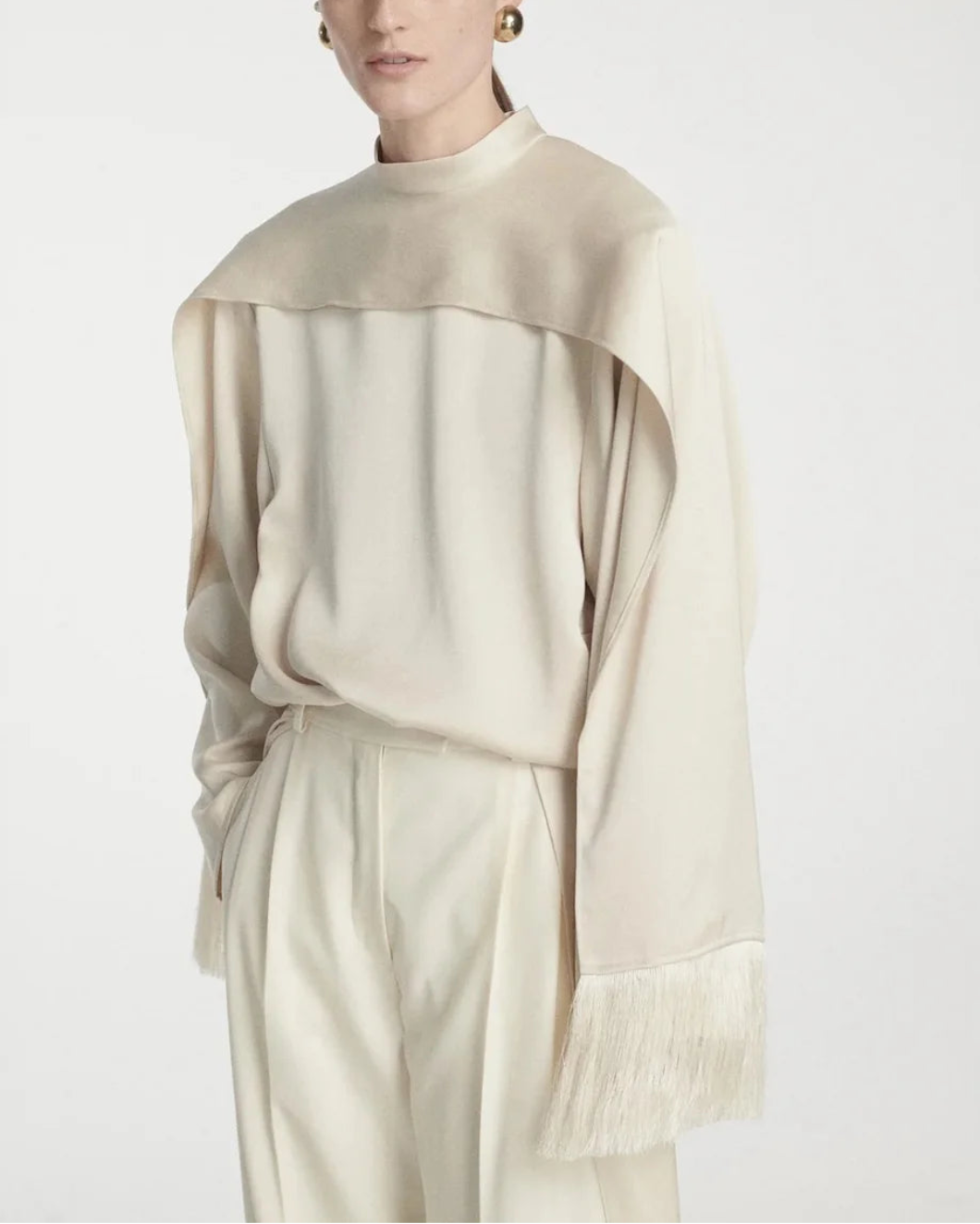FRENKEN satin scarf top - Butter on figure front 3