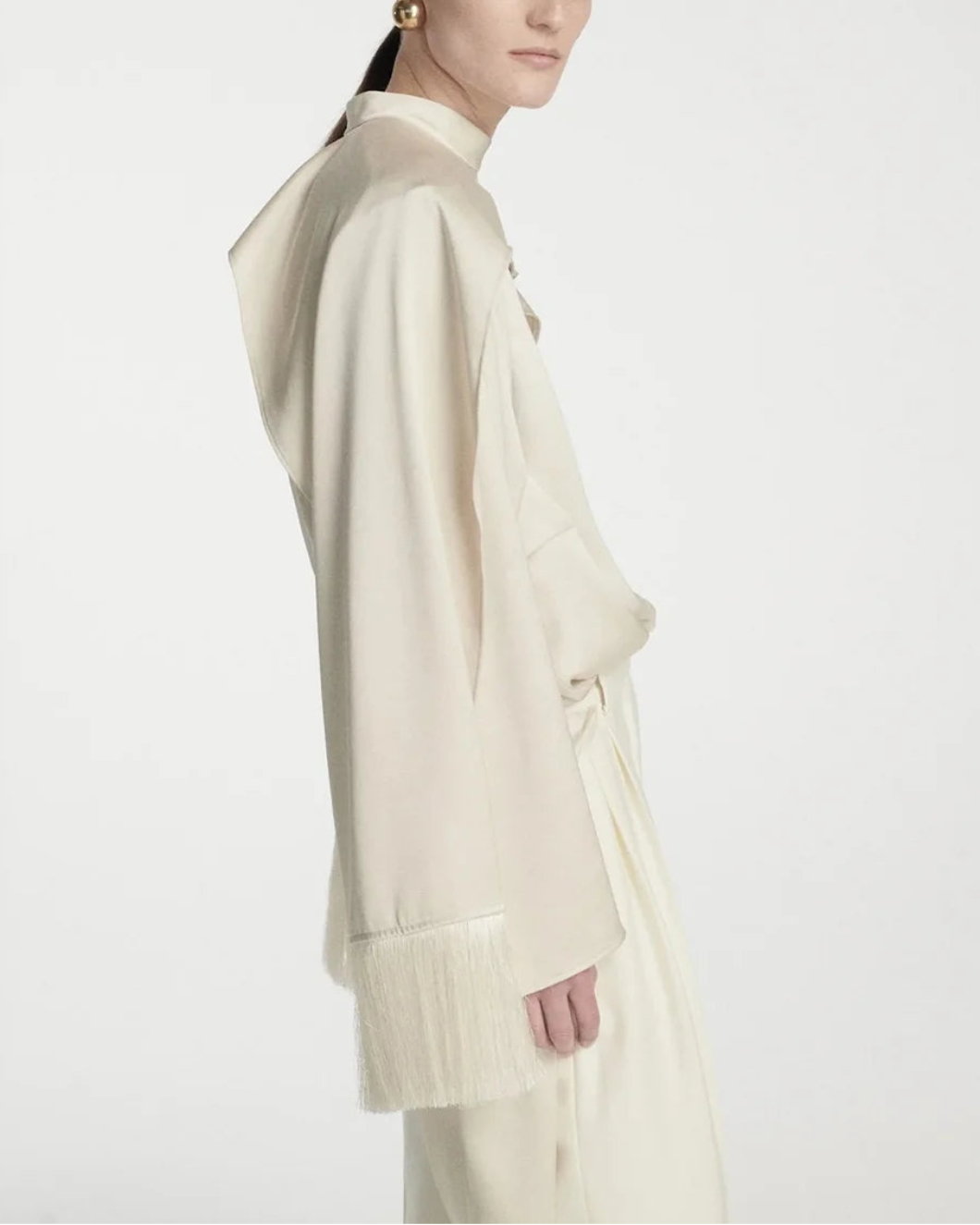 FRENKEN satin scarf top - Butter on figure side 2