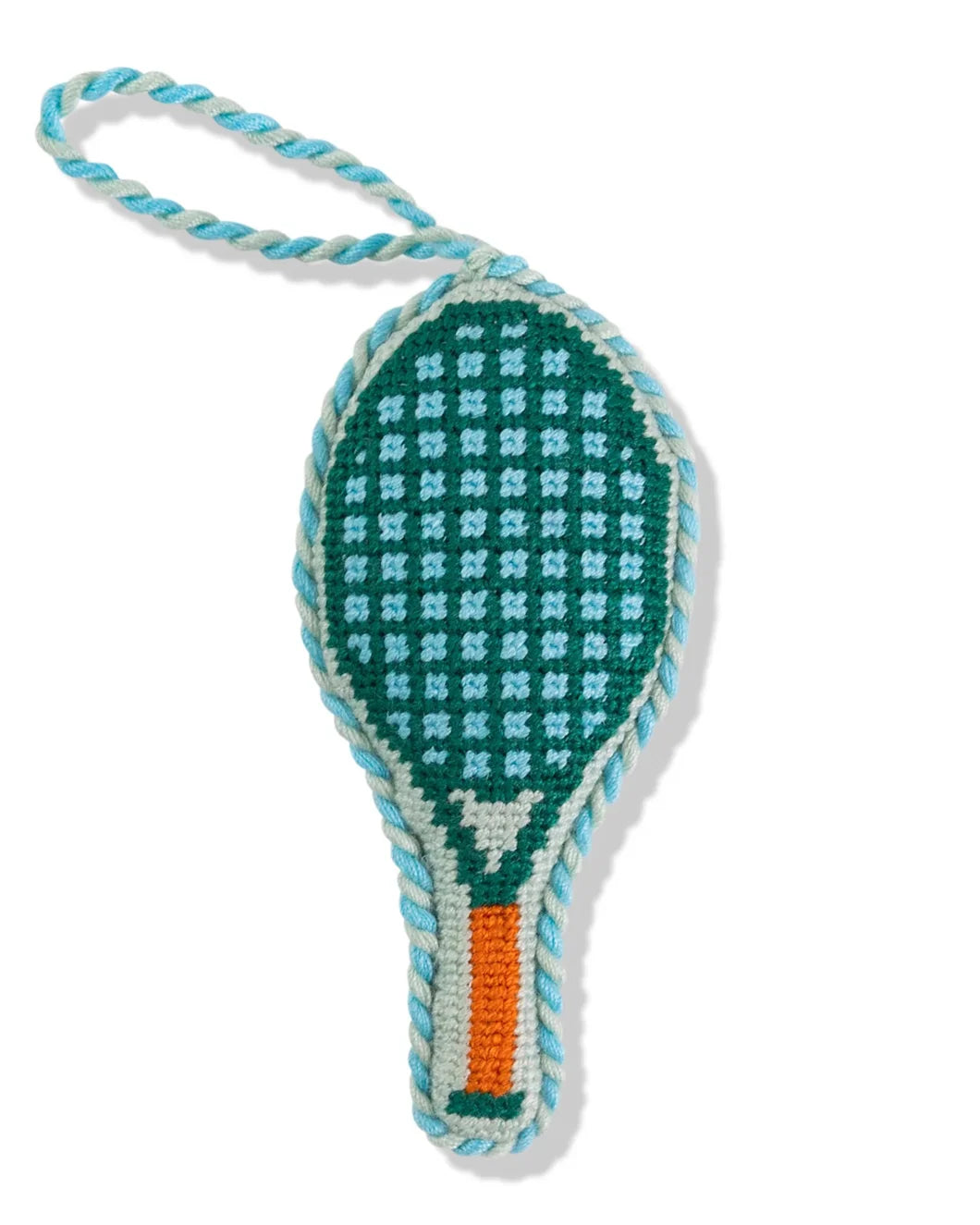 FURBISH needlepoint tennis racket ornament isolated