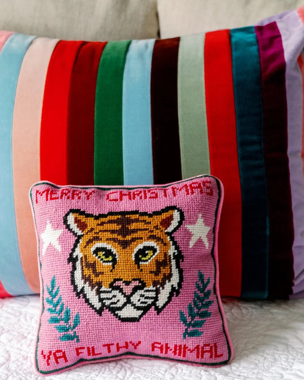 FURBISH studio filthy animal needlepoint pillow 