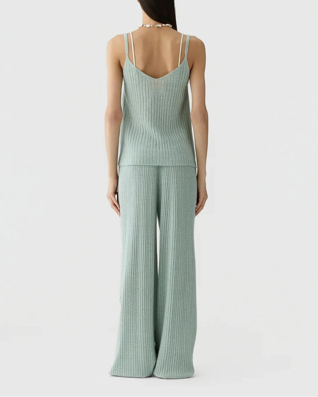 GUEST IN RESIDENCE Breezy Rib Tank Sage Brush on figure back