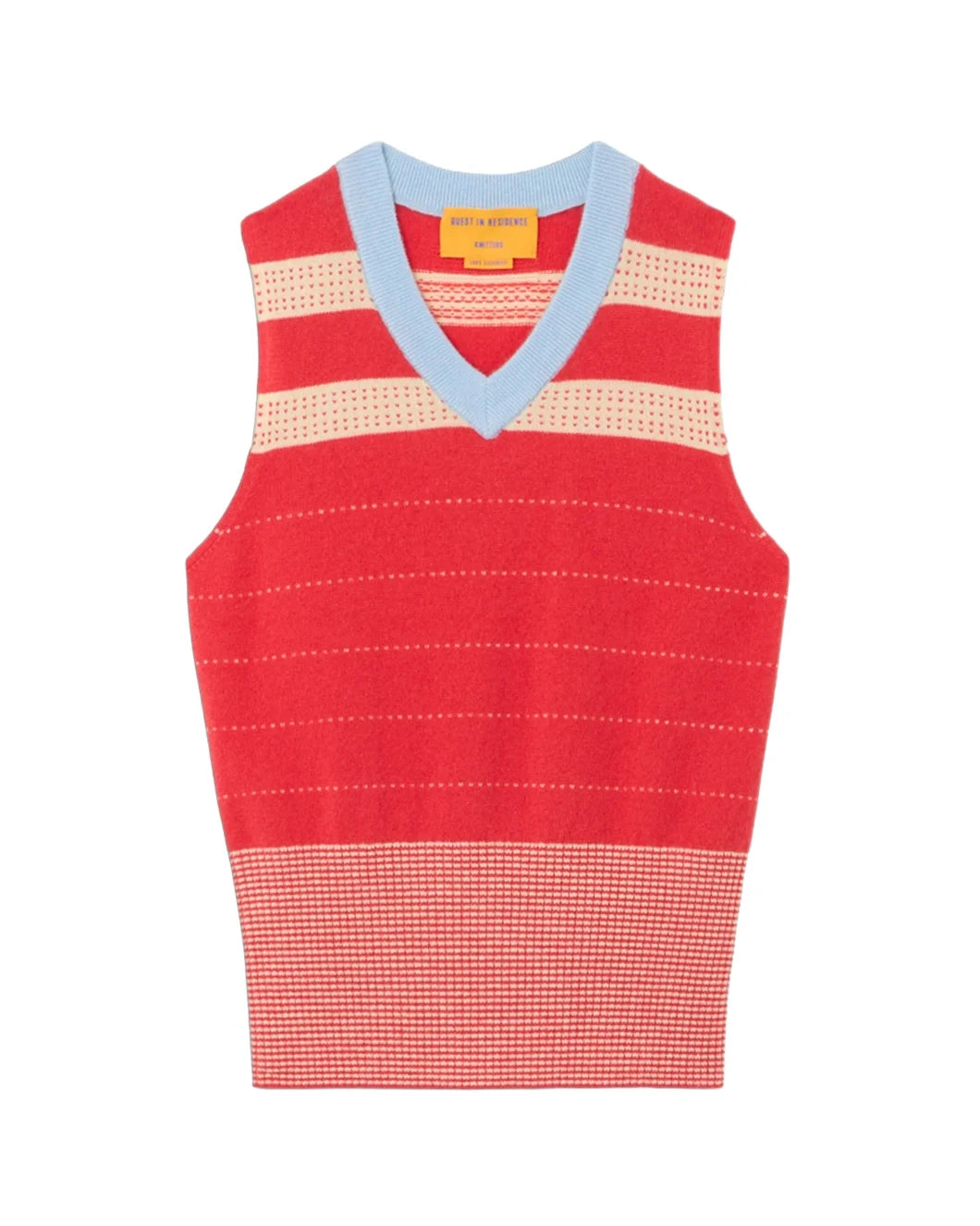 GUEST IN RESIDENCE Collegiate Stripe Vest SCARLET COMBO ISOLATED