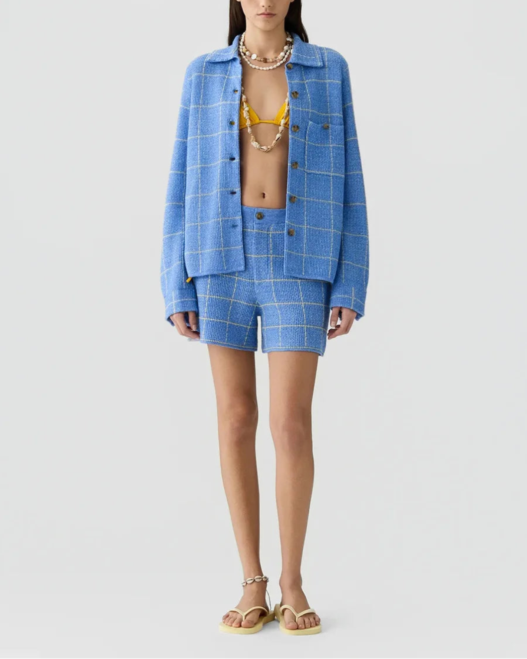 GUEST IN RESIDENCE Dylan Plaid short DLFBTR on figure front
