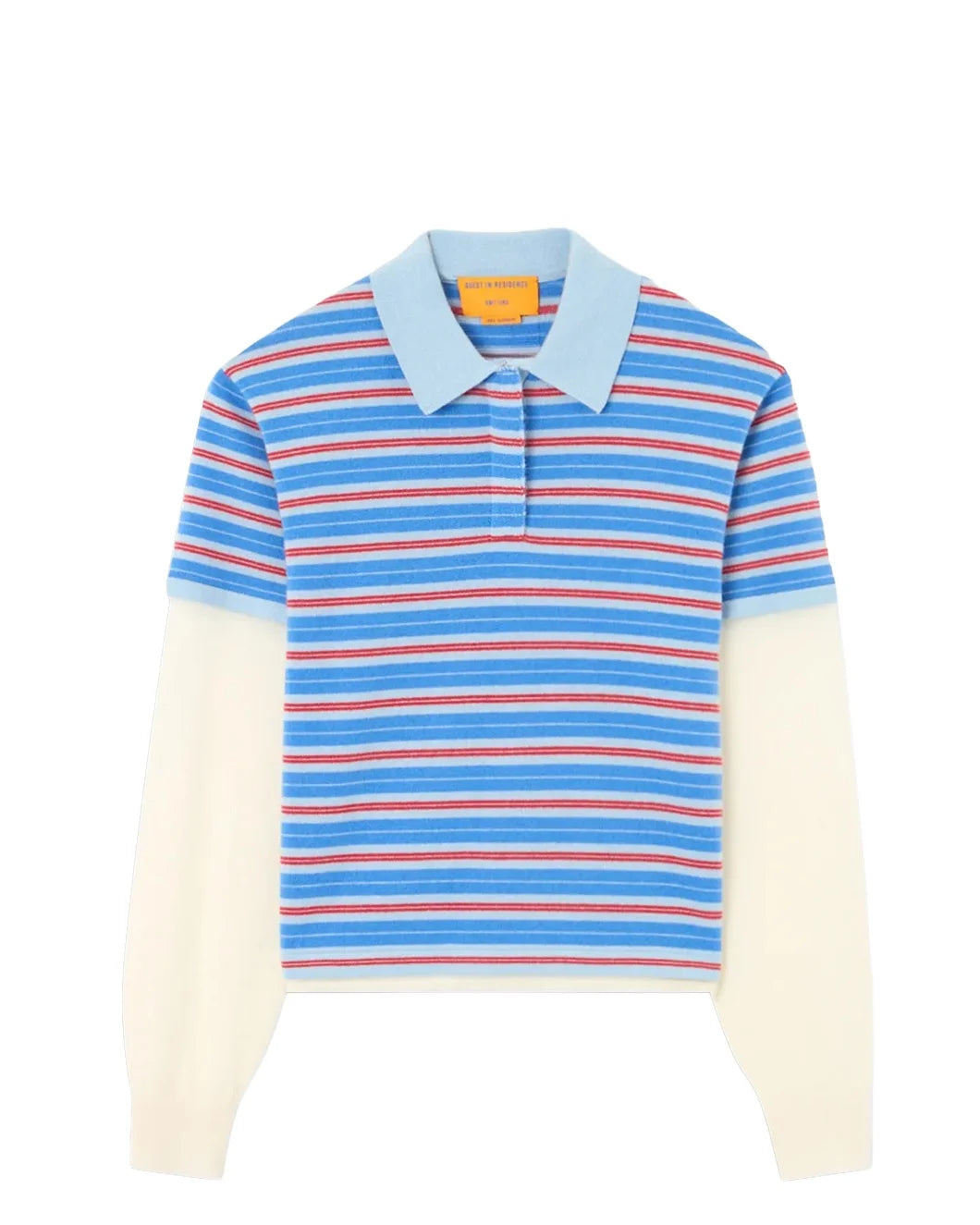 GUEST IN RESIDENCE Layered Stripe Rugby Cashmere clear sky combo isolated