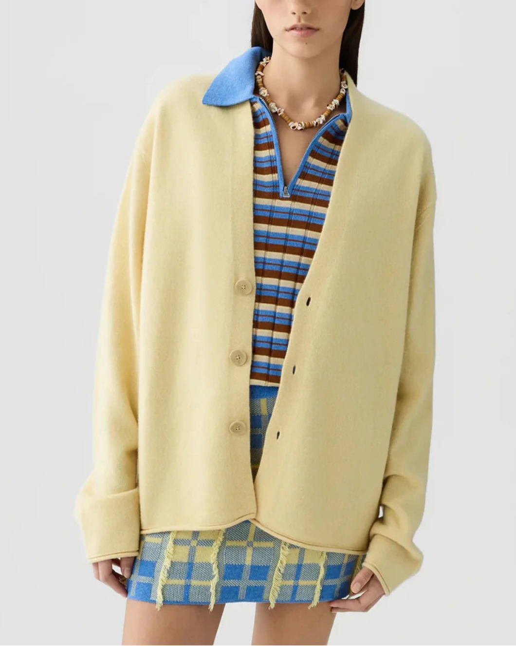 GUEST IN RESIDENCE Everywhere Cardigan butter on figure front 1
