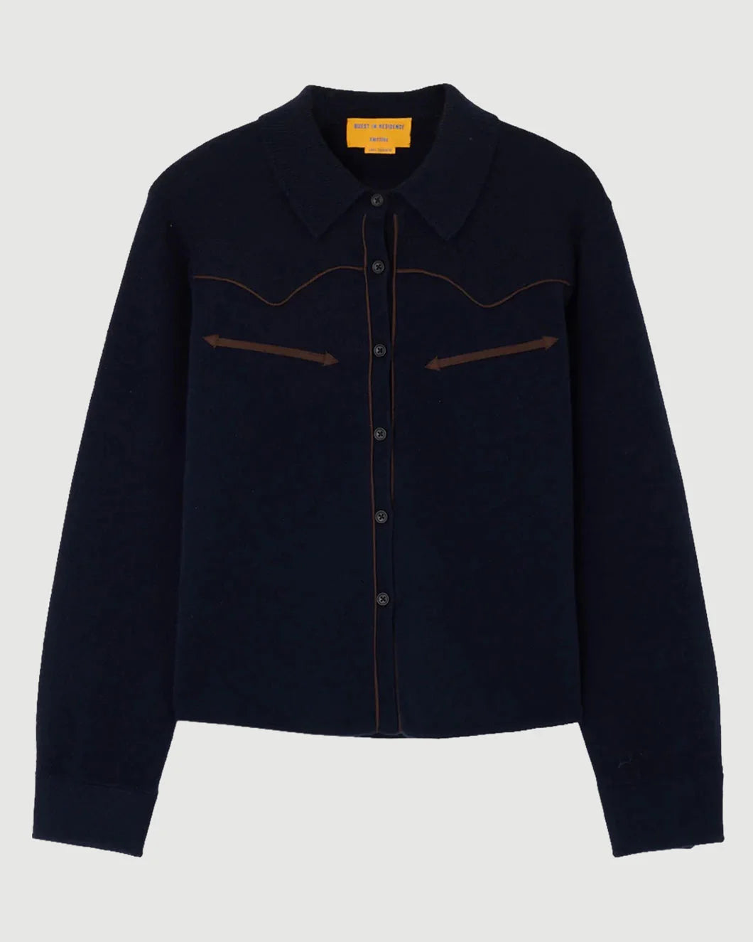 GUEST IN RESIDENCE Cropped Western Shirt Midnight isolated