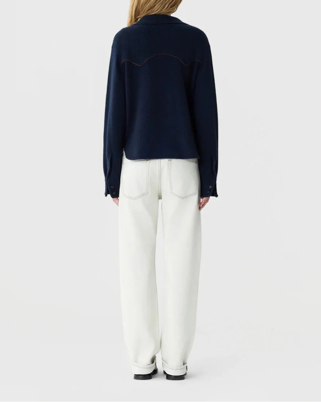 GUEST IN RESIDENCE Cropped Western Shirt Midnight on figure back
