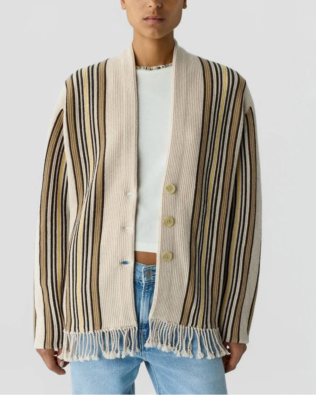 GUEST IN RESIDENCE Handloom Cardigan on figure front 2