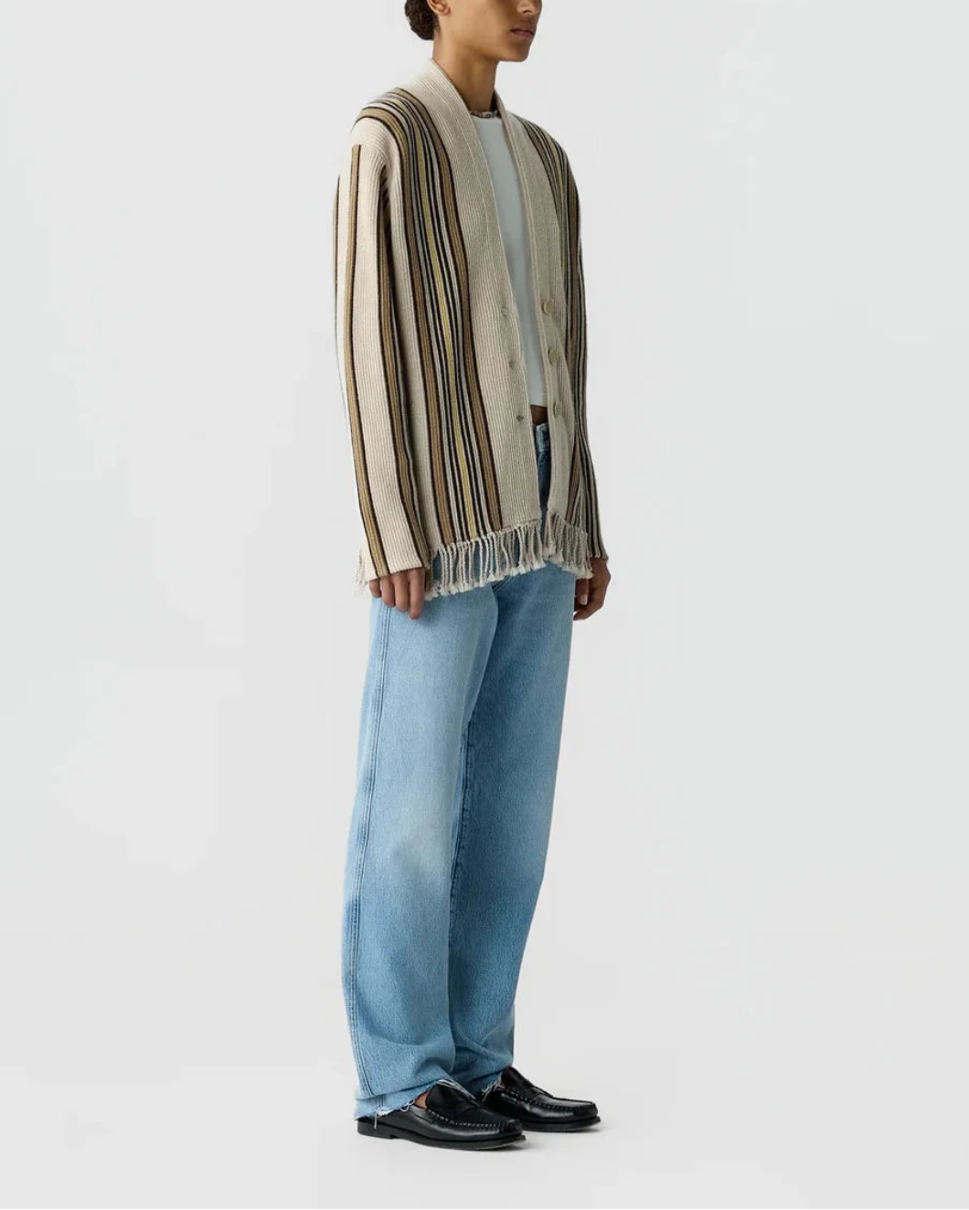 GUEST IN RESIDENCE Handloom Cardigan on figure side