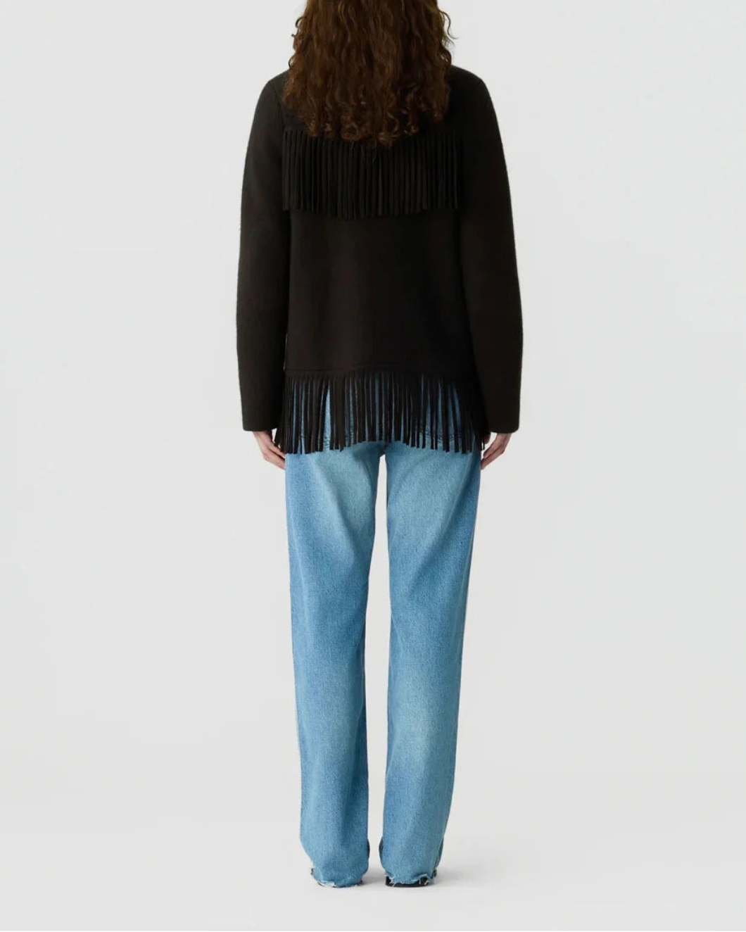 GUEST IN RESIDENCE Western Fringe Jacket Burnt Cocoa on figure back