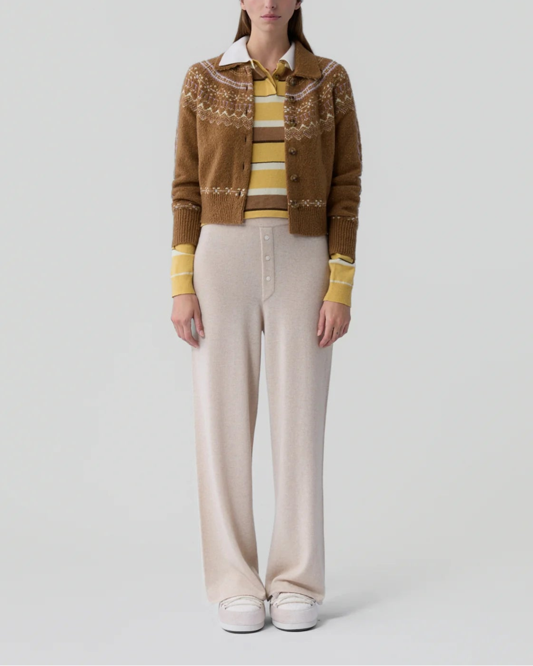 GUEST IN RESIDENCE cloud chalet cardigan almond combo on figure front