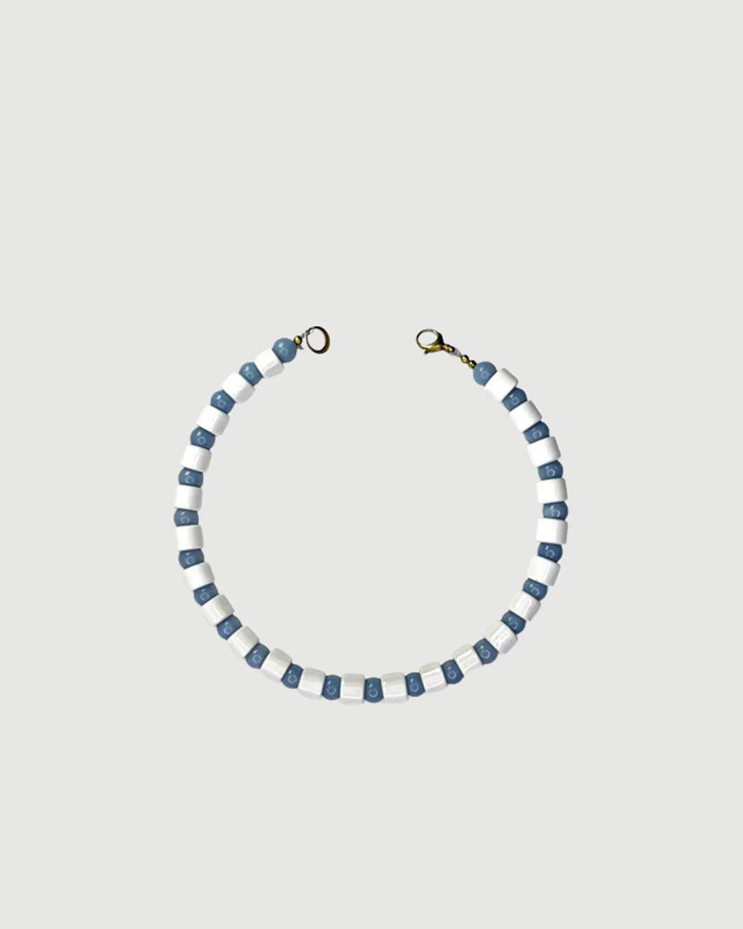 HER NEW TRIBE Blank & Blue Lace Agate Sundry Bead One Necklace isolated