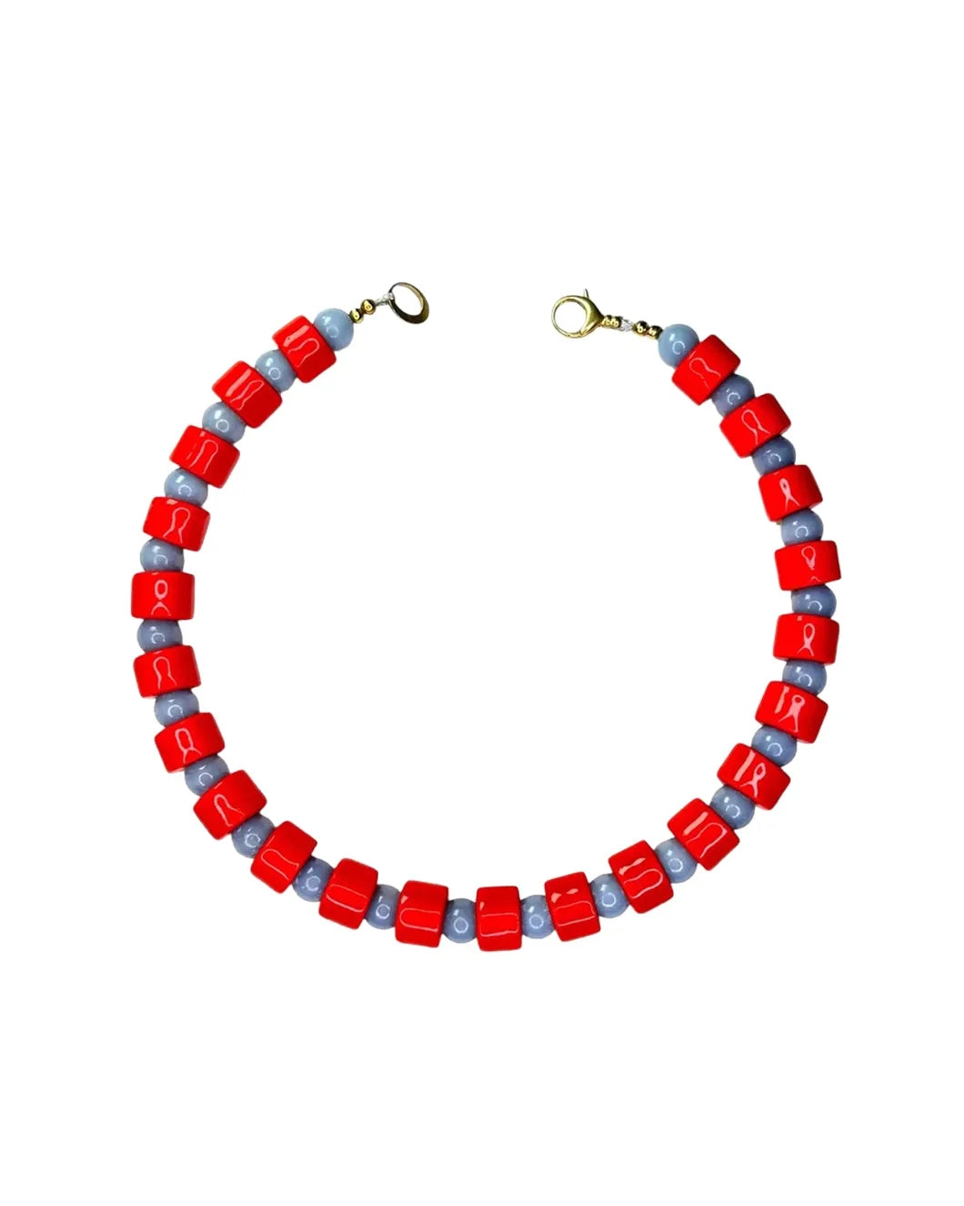 HER NEW TRIBE  lobster and blue lace agate bead two front isolated