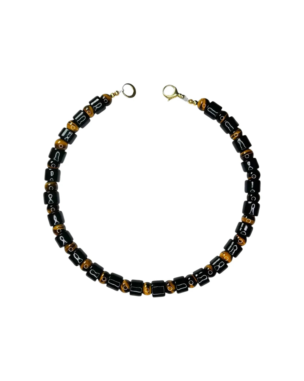 HER NEW TRIBE tap and tigers eye bead one necklace front isolated