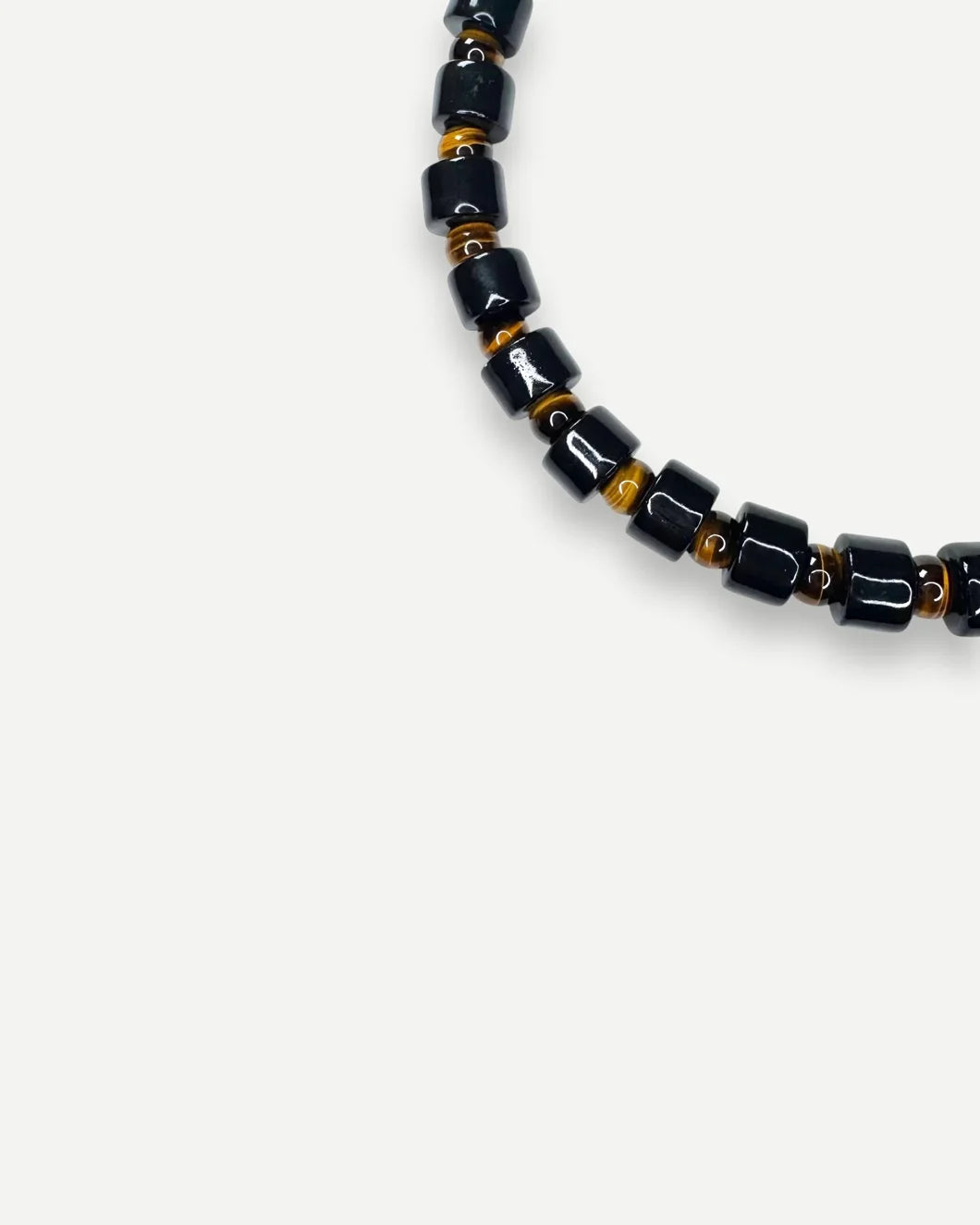 HER NEW TRIBE tap and tigers eye bead two sundry necklace black front detail