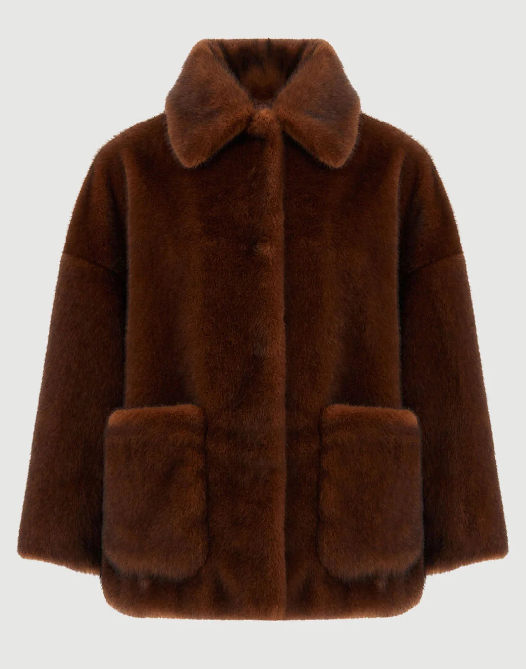 HERNO Melange Alternative Mink Jacket w/ Front Pockets isolated