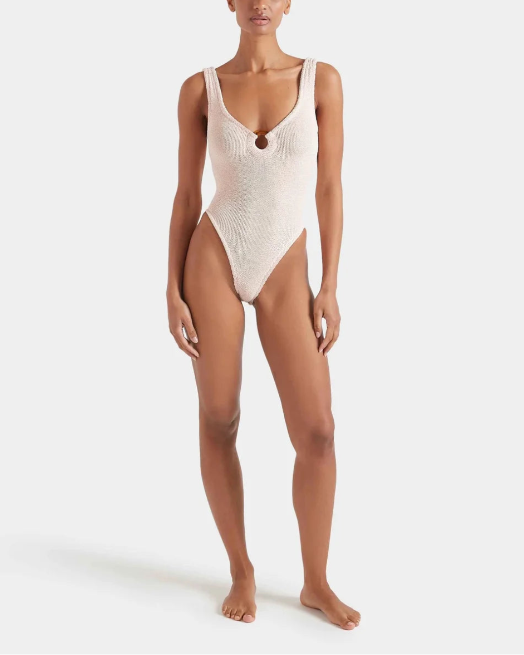 HUNZA G Celine Swimsuit blush on figure front 1