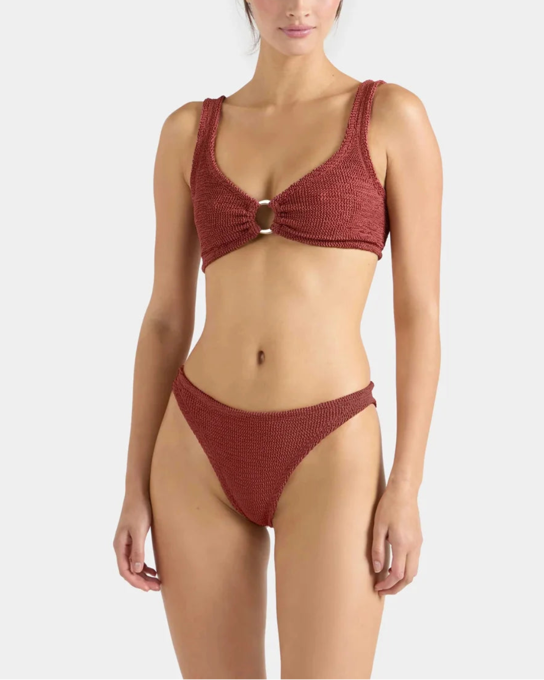 HUNZA G Julia BIkini Metallic Rosewood on figure front 1