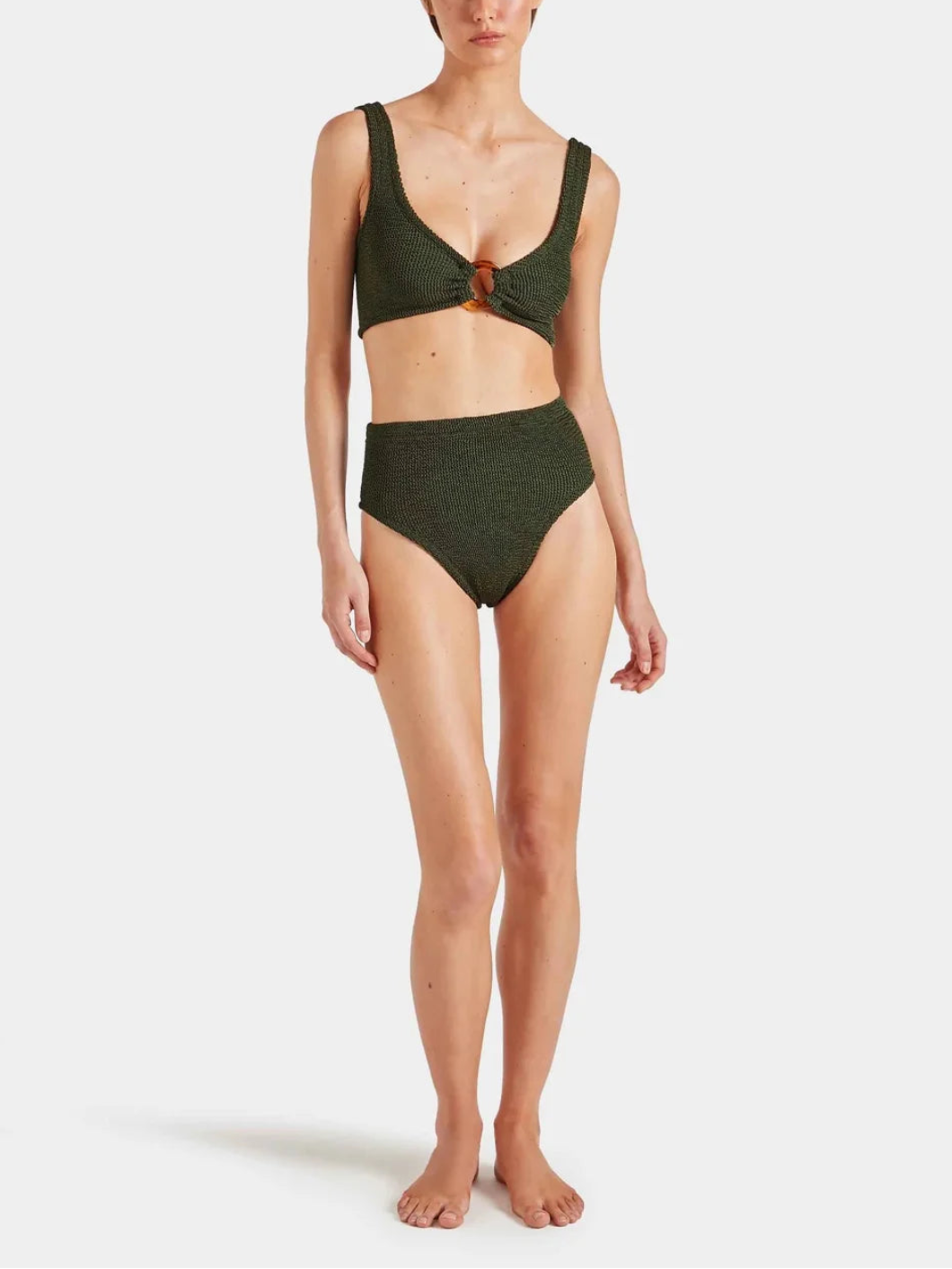 HUNZA G Nadine Bikini Metallic Khaki on figure front