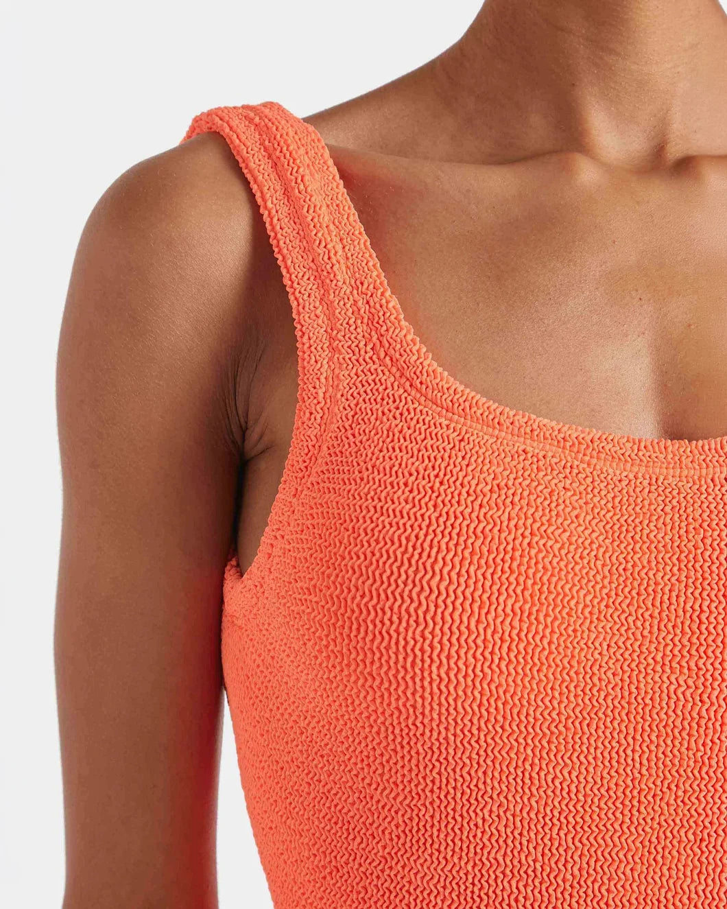 HUNZA G Square Neck Swim Orange on figure front detail