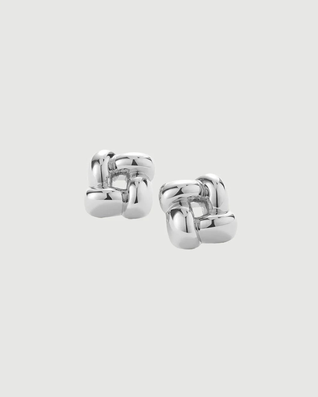 JENNY BIRD medium woven square earrings silver front isolated